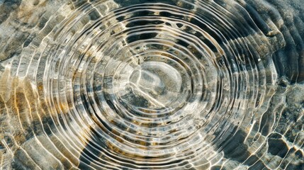 Poster - Serene water ripples create mesmerizing patterns under sunlight, revealing the delicate interplay of light and shadow. Nature's art unfolds at a peaceful lakeside setting