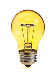 Poster - Vintage style yellow light bulb glowing with warm incandescent light showcasing creativity and illumination : Generative AI