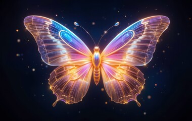 Wall Mural - enchanting spiritual symbol majestic butterfly in stark black background, radiating mystique and tra