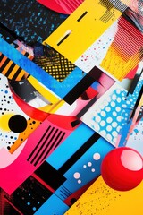 Poster - Abstract colorful composition featuring geometric shapes and patterns with vibrant colors