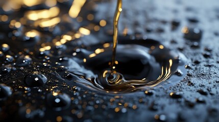 Aufkleber - Close-up of liquid pouring into a dark surface
