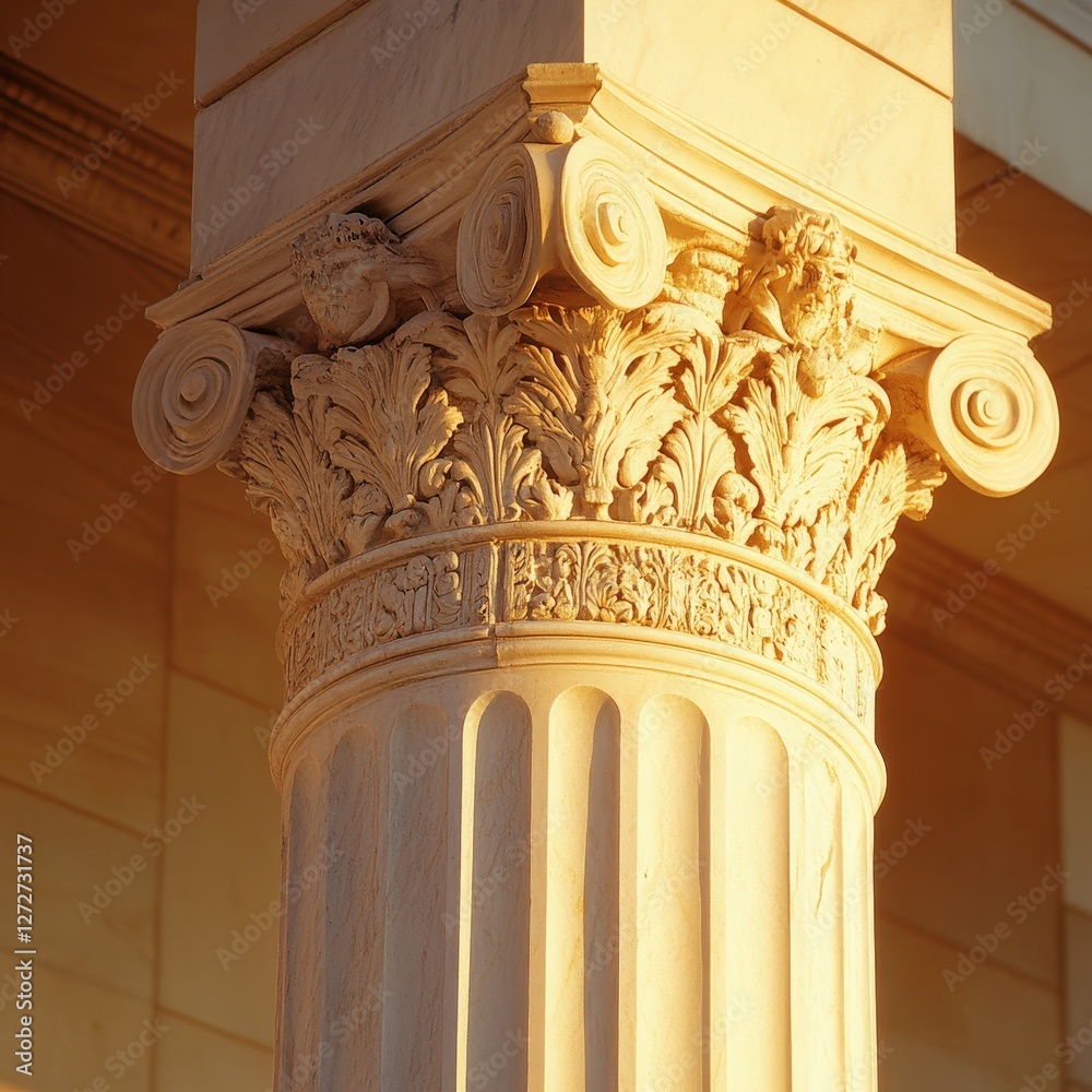 Detail of an Ancient Architectural Column with Intricate Leaf Motifs ...