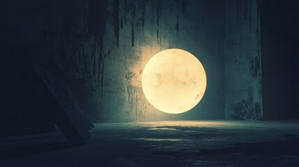 Wall Mural - A glowing orb suspended in a darkened space, exuding mystical energy and illuminating the surroundings softly