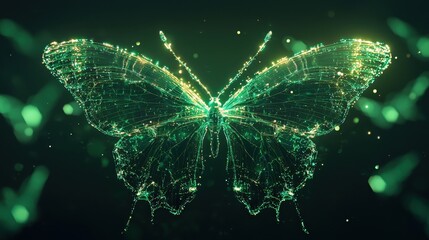 Poster - Digital butterfly transformation virtual gallery art piece abstract close-up nature concept