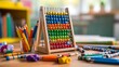 © HPMP Studio - Colorful Abacus and Pencils on Tabletop for Learning and Creativity