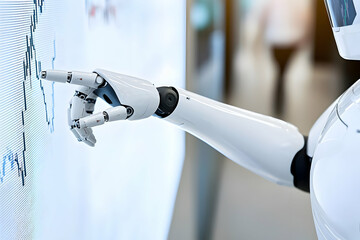 Poster - Robotic hand analyzing stock market data