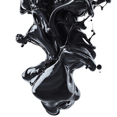 Melted grey-black ink abstract isolated on transparent background 