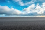 Asphalt road, blue sky, cloudscape, horizon, background, travel, design