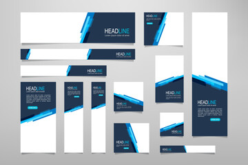 Fototapete - Set of promotion kit banner template design with modern shape