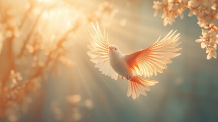 Poster - Soaring bird-fish hybrid in urban cityscape surreal imagery dreamlike atmosphere