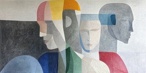 Poster - Artistic expression of human figures in a modern gallery abstract sculpture exhibition urban environment contemporary viewpoint