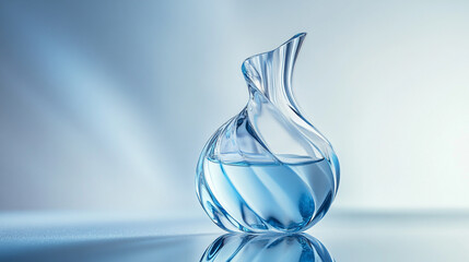 Poster - Captivating curves of a glass vessel reflecting soft light in a tranquil setting