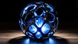 © Ari - Luminous Metal Sphere: A Captivating Display of Blue Light and Intricate Design