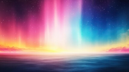 Aufkleber - Abstract Aurora Borealis Background with Colorful Lights and Starry Night Sky
