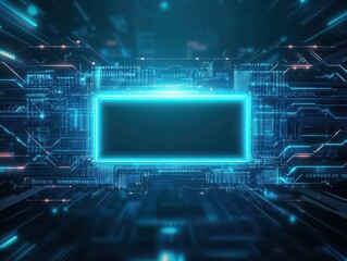 Leinwandbilder - Abstract Futuristic Technology Background with Glowing Blue Circuit Board Design