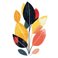 Aufkleber - Abstract botanical illustration with colorful leaf and intricate textures