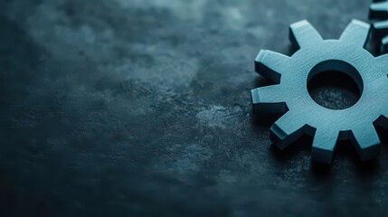 Aufkleber - Blue Metallic Gears and Cogwheels on Dark Background Illustrating Mechanical Engineering Concepts