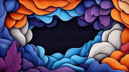 Poster - Vibrant Abstract Digital with Flowing Organic Shapes and Curves in Moody Colors