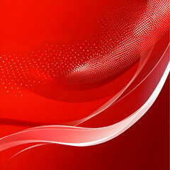 Fototapete - Abstract red background with smooth wave patterns and white dot accents