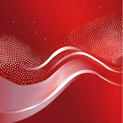 Fototapete - Abstract red background with smooth wave patterns and white dot accents
