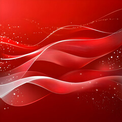 Fototapete - Abstract red background with smooth wave patterns and white dot accents