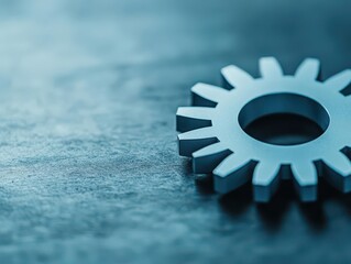Aufkleber - Closeup of a Blue Metallic Gear on a Smooth Surface in Soft Lighting