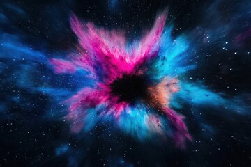 Poster - Colorful Cosmic Explosion in Deep Space with Stars and Nebula Design