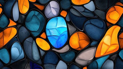 Poster - vibrant colorful stained glass mosaic abstract pattern with intricate geometric design