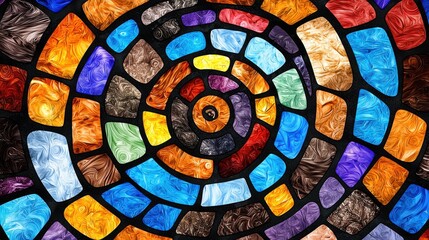 Poster - Mesmerizing Kaleidoscopic Mosaic of Vibrant Stained Glass Patterns and Shapes