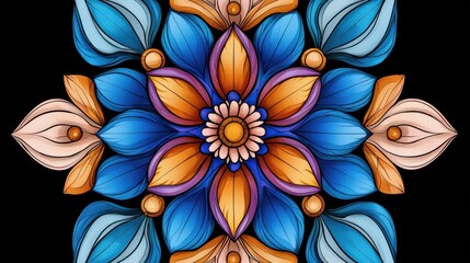 Poster - Vibrant Floral Mandala   Captivating Digital Art for Visionary and Spiritual Experiences