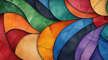 Poster - vibrant abstract geometric mosaic patterns in colorful overlapping shapes and gradients