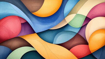 Poster - vibrant abstract geometric shapes and curves in harmonious color palette