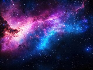 Poster - Majestic Nebula Cloud with Stars in Deep Space with Purple and Blue Hues