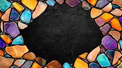 Poster - Vibrant Stained Glass Mosaic Abstract Kaleidoscopic Pattern Textured Background with Radiant Colorful Geometric Design