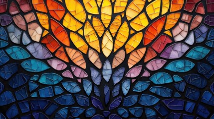 Poster - Mesmerizing Stained Glass Mosaic Kaleidoscope of Vibrant Colors and Geometric Patterns