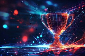 Poster - Digital Trophy: Achieving Success in the Virtual World, Networked Victory, Celebratory Digital Art
