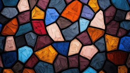 Poster - Vibrant Mosaic of Colorful Geometric Glass Shapes in Abstract Kaleidoscopic Pattern