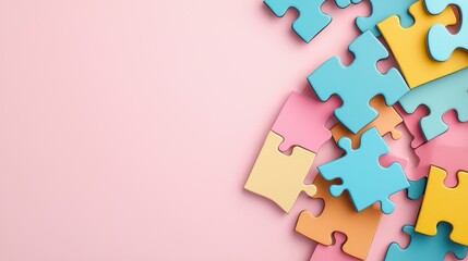 Poster - Colorful Jigsaw Puzzle Pieces Representing Teamwork and Problem Solving