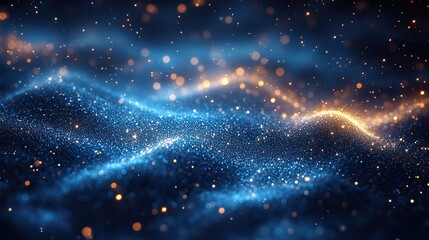 Poster - abstract blue bokeh background with defocused glitter blurred shimmering lights,sparkling effects