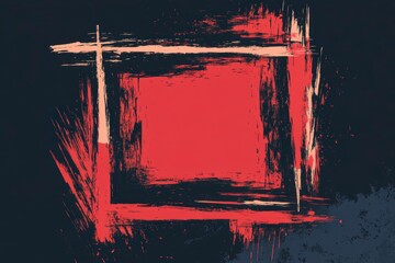 Poster - Abstract Painting with Bold Red and Black Brush Strokes Background