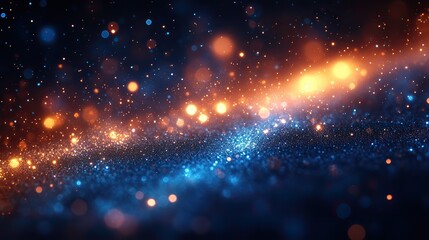 Poster - abstract blue bokeh lights background banner with glowing light dots