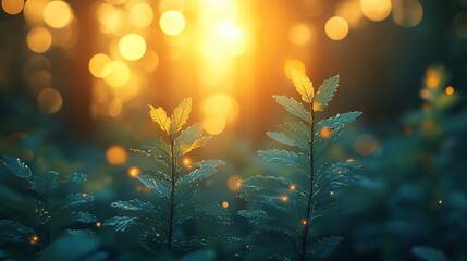 Poster - abstract blurred bokeh forest background design element for natural,serene visuals in outdoor,nature themed projects