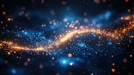 Poster - abstract blurred bokeh lights on dark blue background festive christmas,new year holiday template wi