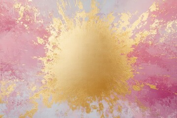 Poster - Abstract Gold Splash on Soft Pink and Lavender Background