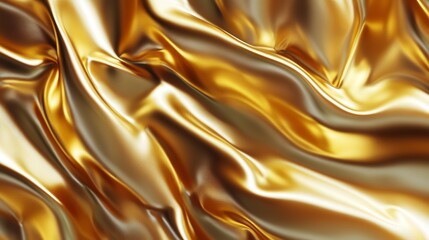 Poster - Shimmering Golden Texture with Elegant Flowing Silk Patterns