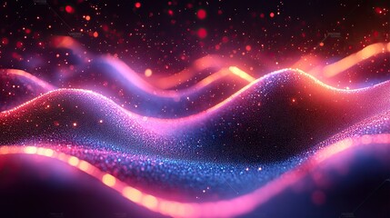 Poster - abstract futuristic background with pink blue glowing neon moving high speed wave lines,bokeh lights