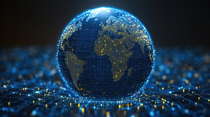 Poster - abstract global network illustration vector world globe with connected lines representing internet c