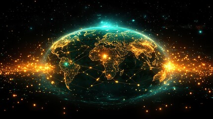 Poster - abstract global network illustration vector world globe with connected lines representing internet c