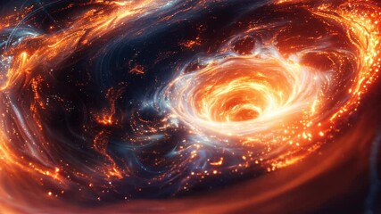 Poster - Swirling cosmic vortex with bright glowing particles and dynamic energy waves