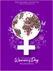 creative concept for happy international women's day background. women of world different ethnicitie